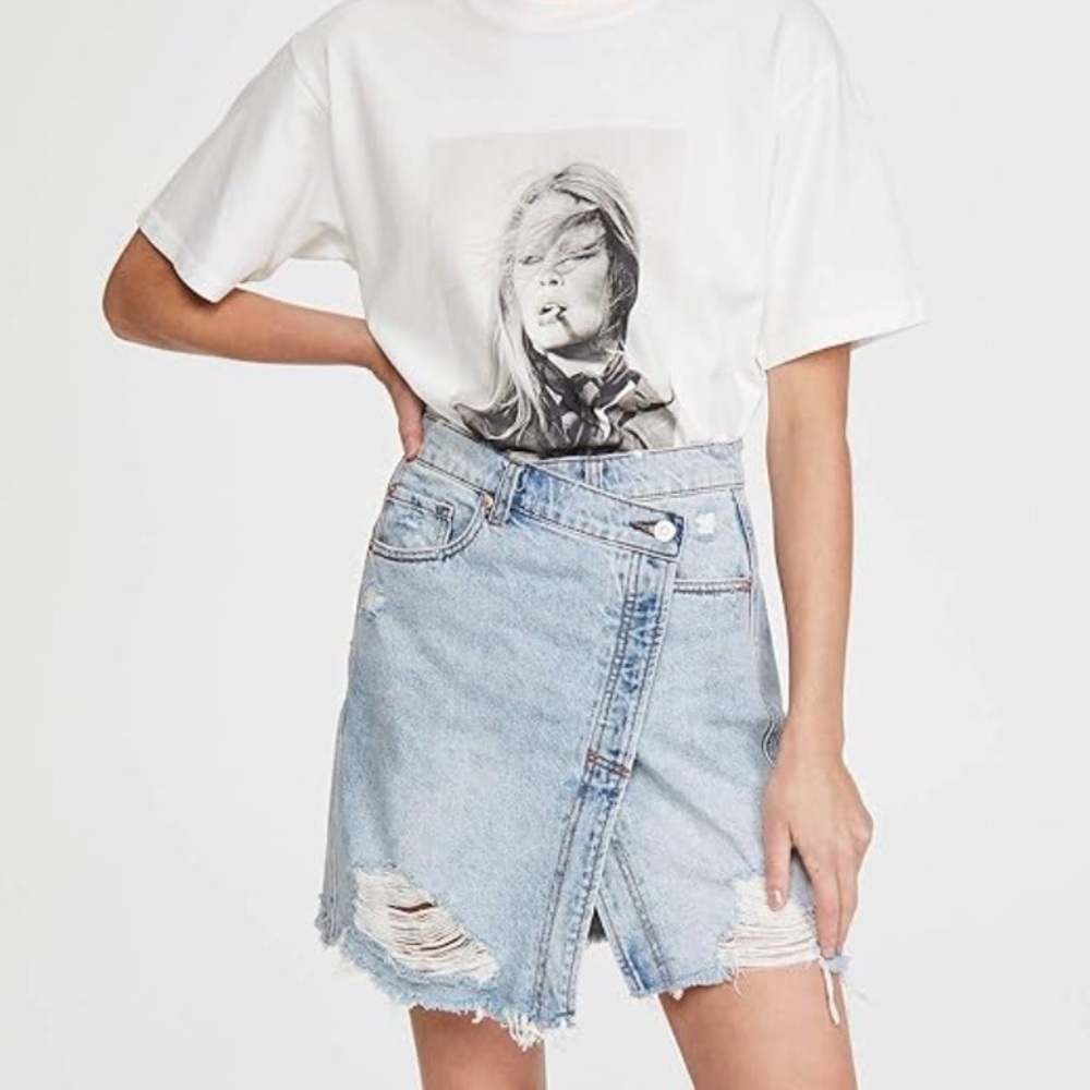 Free People Parker Wrap Skirt Denim 26 / Small